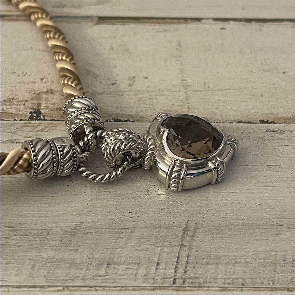 Judith Ripka Smokey Quartz Heart Enhancer Silk Cord Necklace - Picture 6 of 9